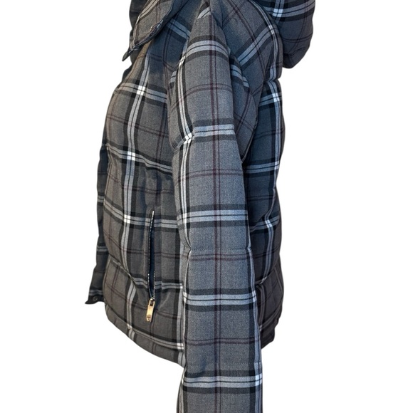 Vince Camuto Heather Grey Charcoal Checkered Plaid Puffer Jacket Size Small - Picture 4 of 11